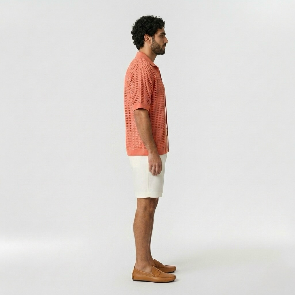 Open-Knit Resort Polo Shirt