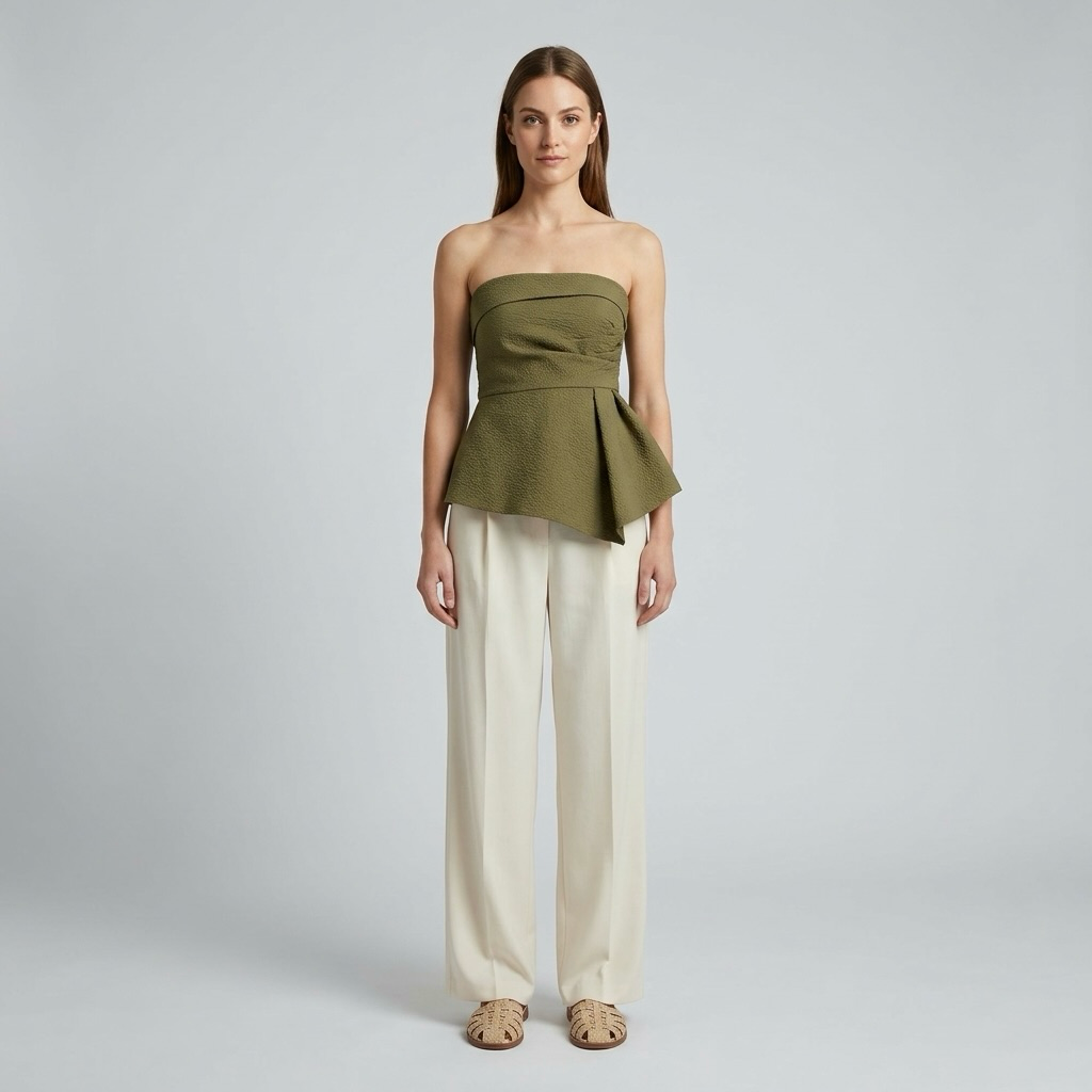 Structured Peplum Strapless Top