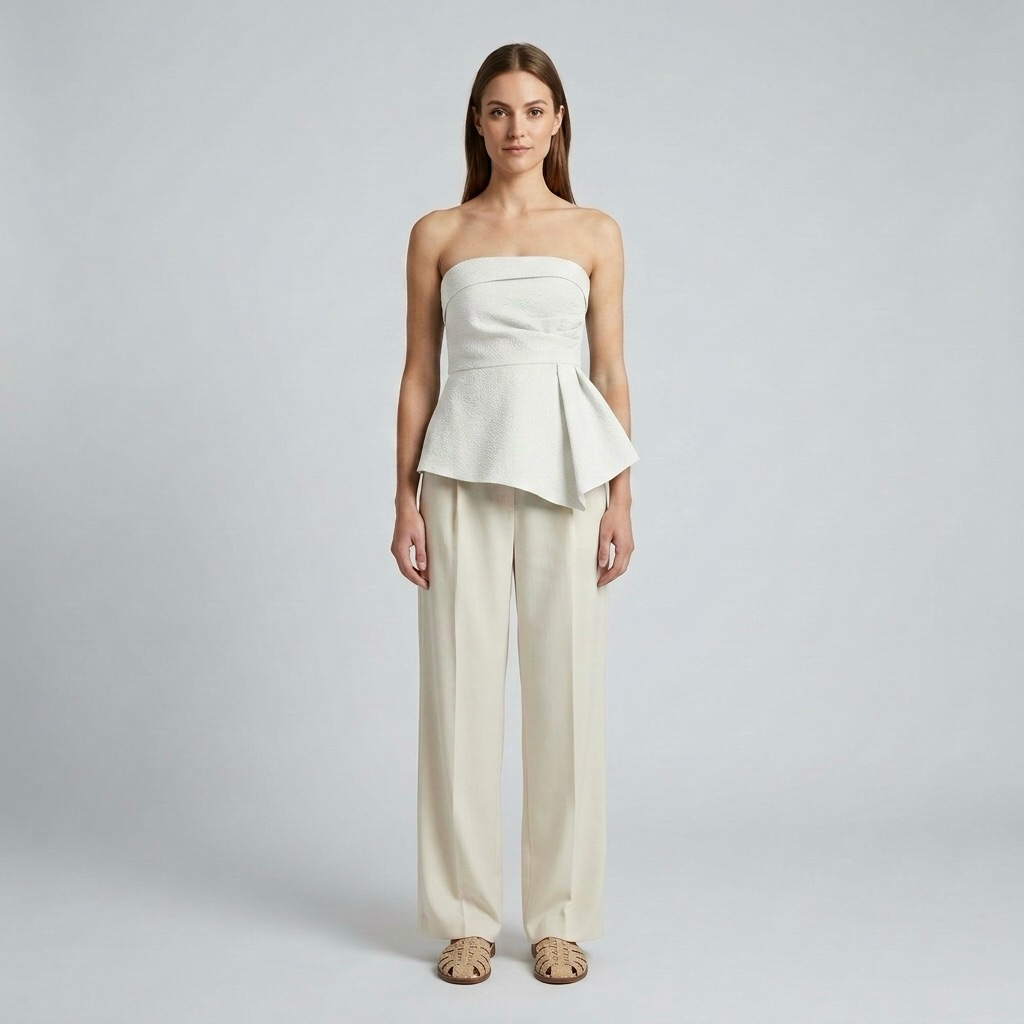 Structured Peplum Strapless Top