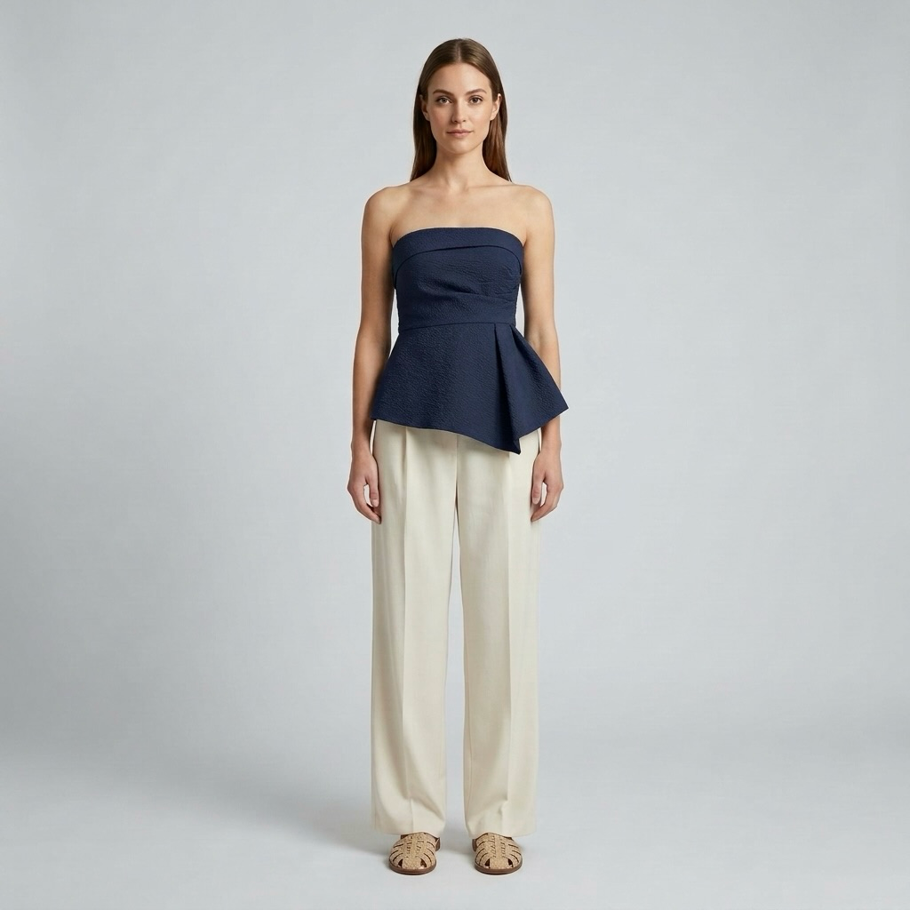 Structured Peplum Strapless Top