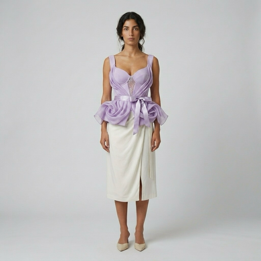 Structured Corset Peplum Tie-Waist Top