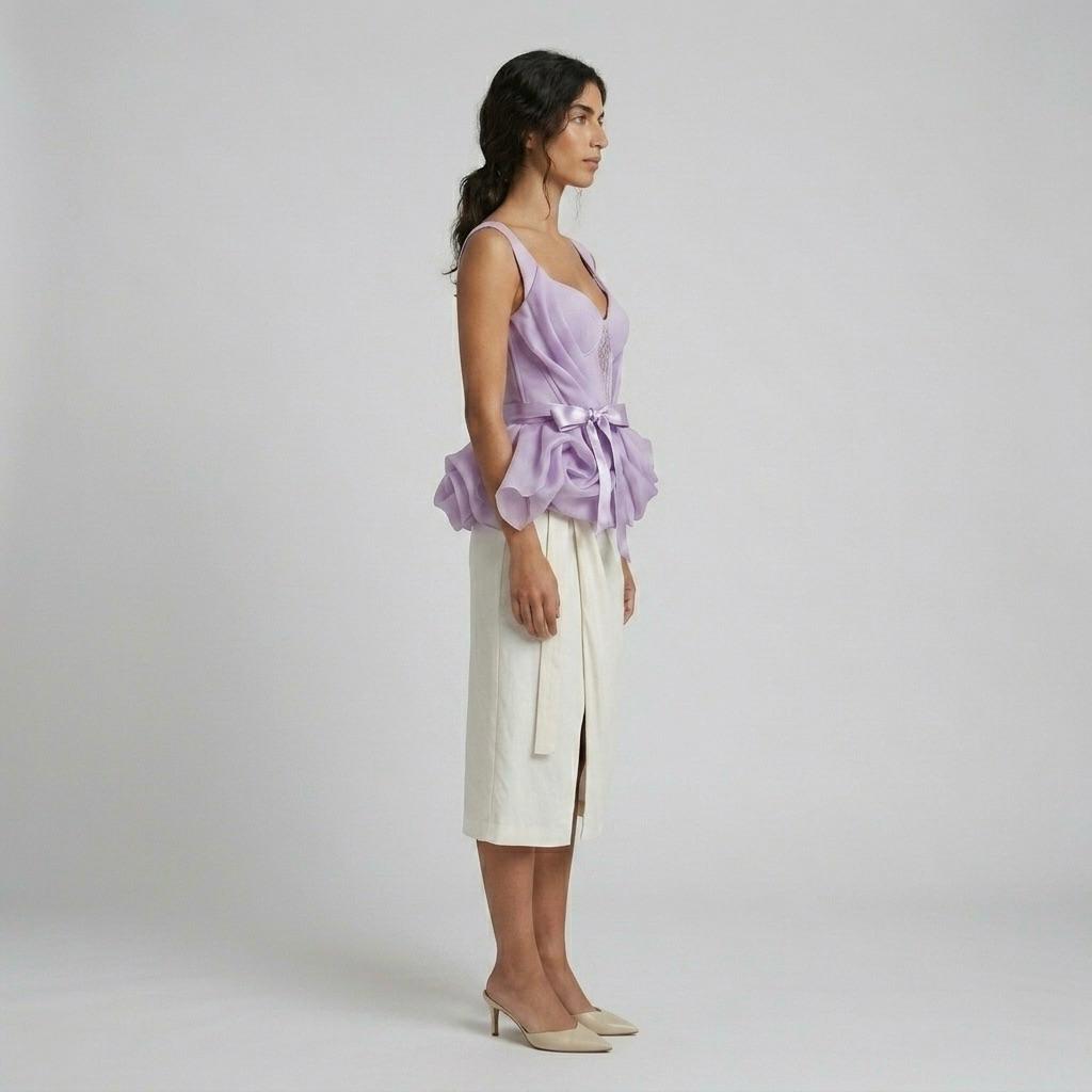 Structured Corset Peplum Tie-Waist Top