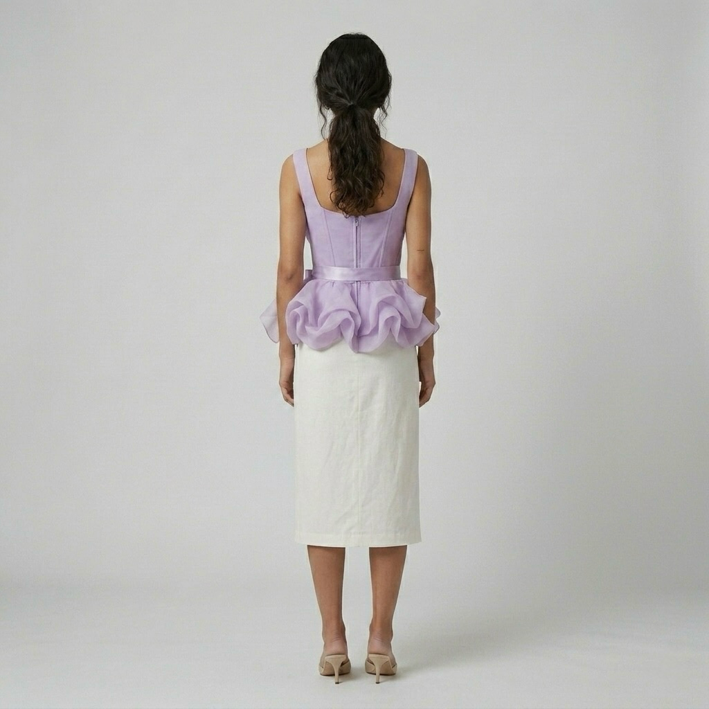 Structured Corset Peplum Tie-Waist Top