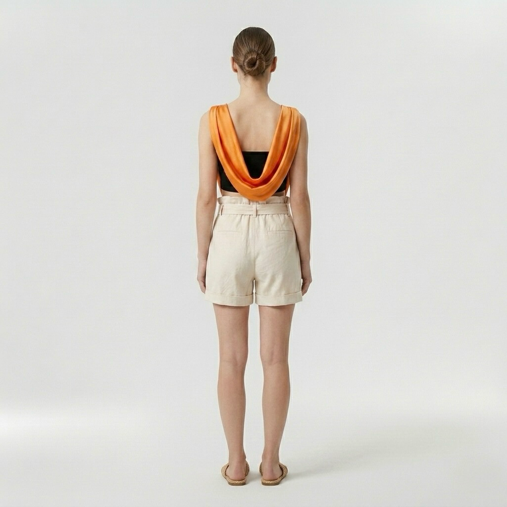 Draped Satin Asymmetrical Sleeveless Top