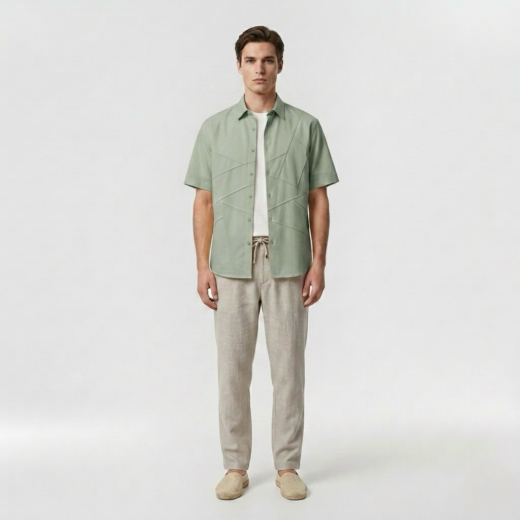 Geometric Seam Resort Shirt