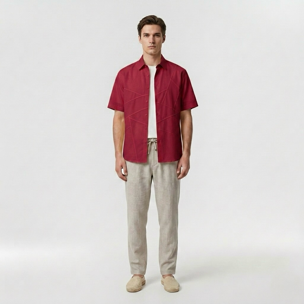 Geometric Seam Resort Shirt