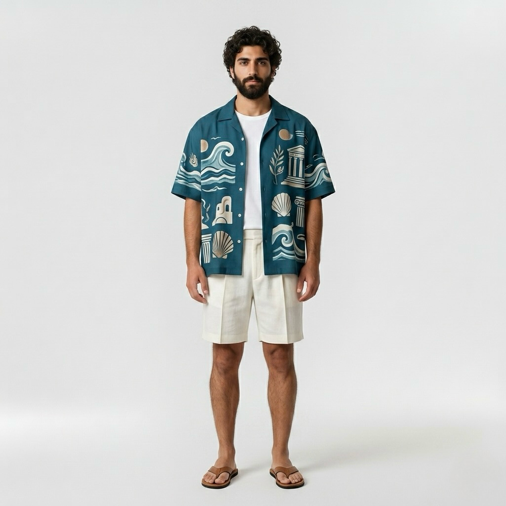 Mediterranean Resort Print Shirt