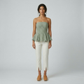 Broderie Peplum Strapless Top
