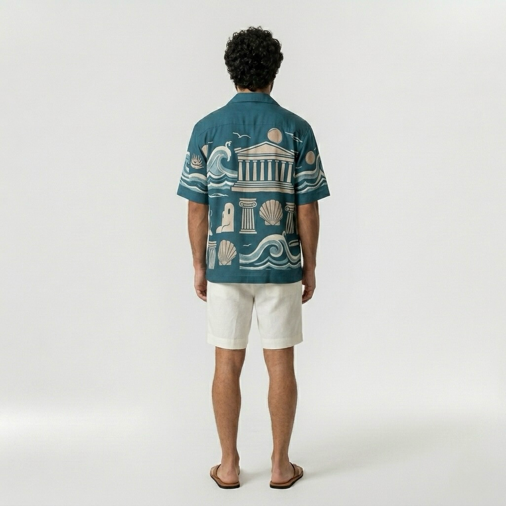 Mediterranean Resort Print Shirt