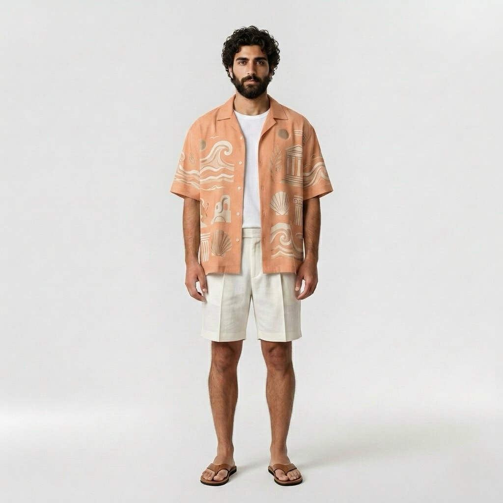 Mediterranean Resort Print Shirt
