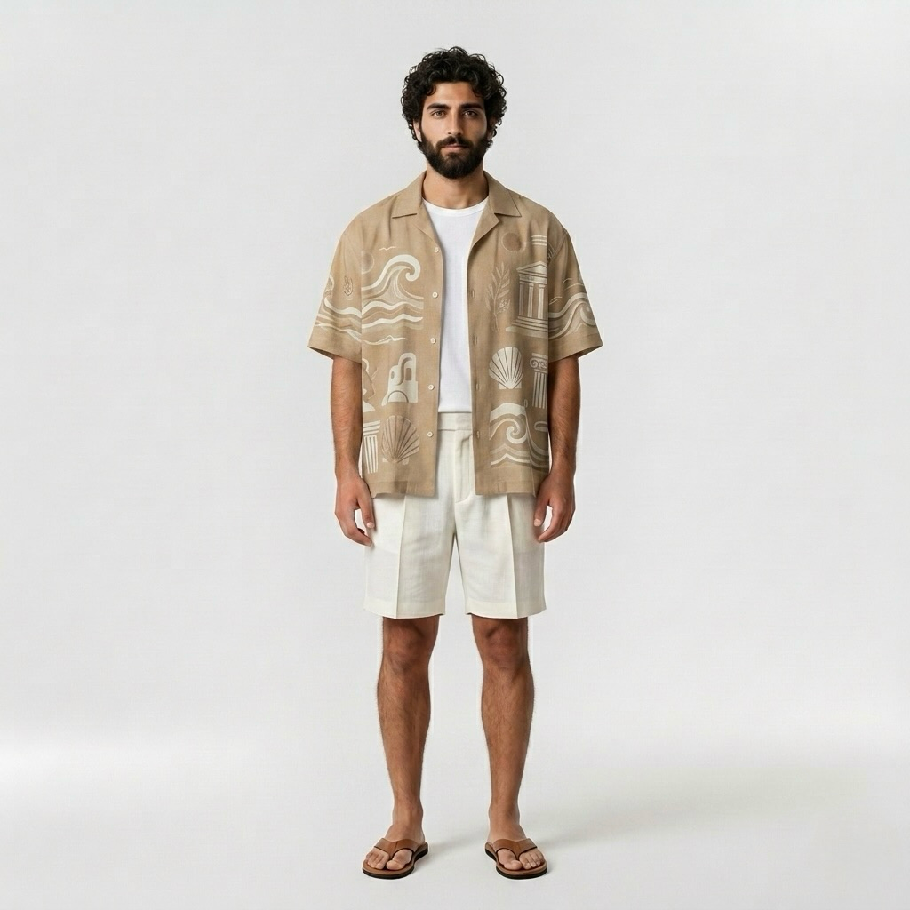 Mediterranean Resort Print Shirt