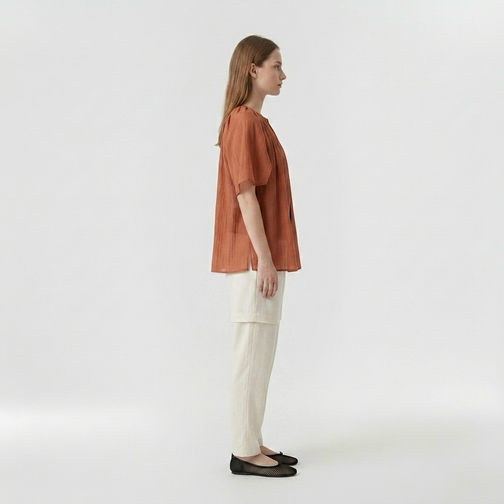 Amber Breeze Pleated Chiffon Cape Top