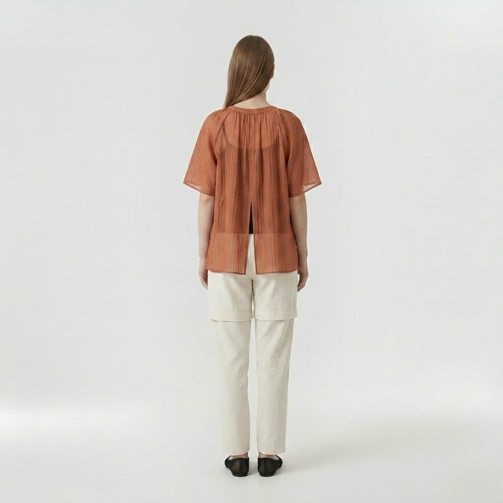 Amber Breeze Pleated Chiffon Cape Top