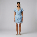 Belted Cascade Hem Mini Dress